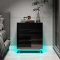 thumbnail image 4 of Yesfashion LED Nightstands Bedside Table, Night Stand With 3 Storage Drawers, LED Lights, Modern Bedside Table, Stylish Bedside End Side Table Furniture For Living Room Bedroom, 4 of 9
