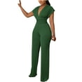 thumbnail image 2 of Bdfzl Women Pants Trends Women Casual Cold Shoulder Jumpsuit Suspender Jumpsuits Wide Leg Pant Green M, 2 of 7