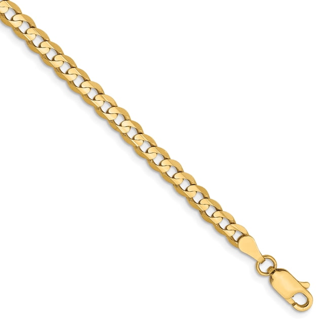 14k Yellow Gold 8 Inch 3.8mm Concave Curb Chain Bracelet