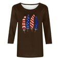 thumbnail image 4 of Itsame 4th of July Outfits for Women Printed Short Top Independence Day Short T-Shirt Sleeve, Round Neck Brown, 4 of 4