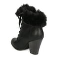 thumbnail image 3 of New Women Wild Diva Danielle-17 Leatherette Lace Up Fur Cuff Chunky Heel Bootie, 3 of 5