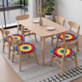 thumbnail image 6 of Rainbow Tie Dye Circular Pattern Seat Covers for Dining Room Chairs Set Of 4,Stretch Printed Washable Chair Seat Cover with Elastic Ties and Button,Removable Waterproof Couch Cushion Covers, 6 of 6