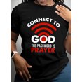 thumbnail image 3 of Women's Connect To God Prayer Graphic T‑Shirt, Faith Religious Wifi Quote Short Sleeve Crew Neck Casual Tee, 3 of 14