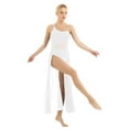 thumbnail image 2 of Kvysinly Women's Lyrical Ballet Dress Asymmetrical Mesh Maxi Dance Skirt with Built-In Leotard Ivory S, 2 of 7