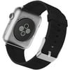 42mm Leather Strap Wrist Band Replacement with Metal Clasp for Apple Watch Series 1 and 2, Black