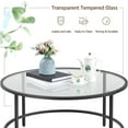thumbnail image 6 of Topeakmart 36in Modern Glass-Top Coffee Table Round Sofa End Table for Living Room, Apartment, Small Space, Black, 6 of 12