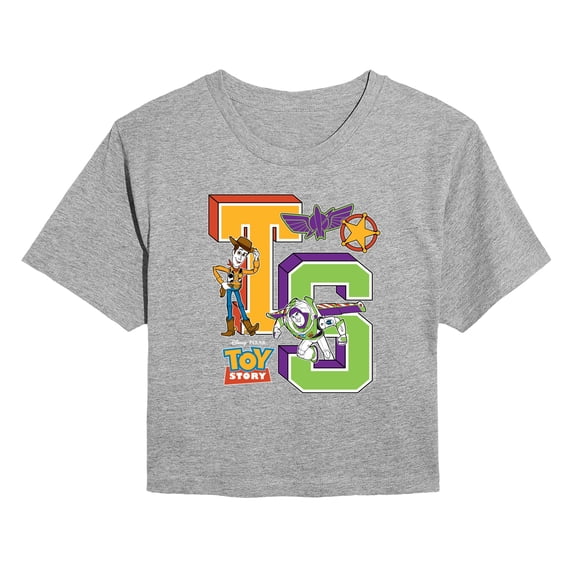 Toy Story - Letterman Badges - Juniors Cropped Graphic T-Shirt