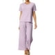 thumbnail image 1 of Conjuntos de pijama para mujeres INSPIRE CHIC, cuello redondo, manga corta, de ribete sólido, ropa de dormir casual, pijamas para damas, XL, púrpura, 1 of 6