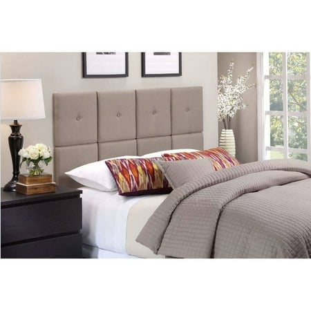 Foremost Tessa Taupe Fabric Tiled Headboard with Tuft, Multiple Sizes