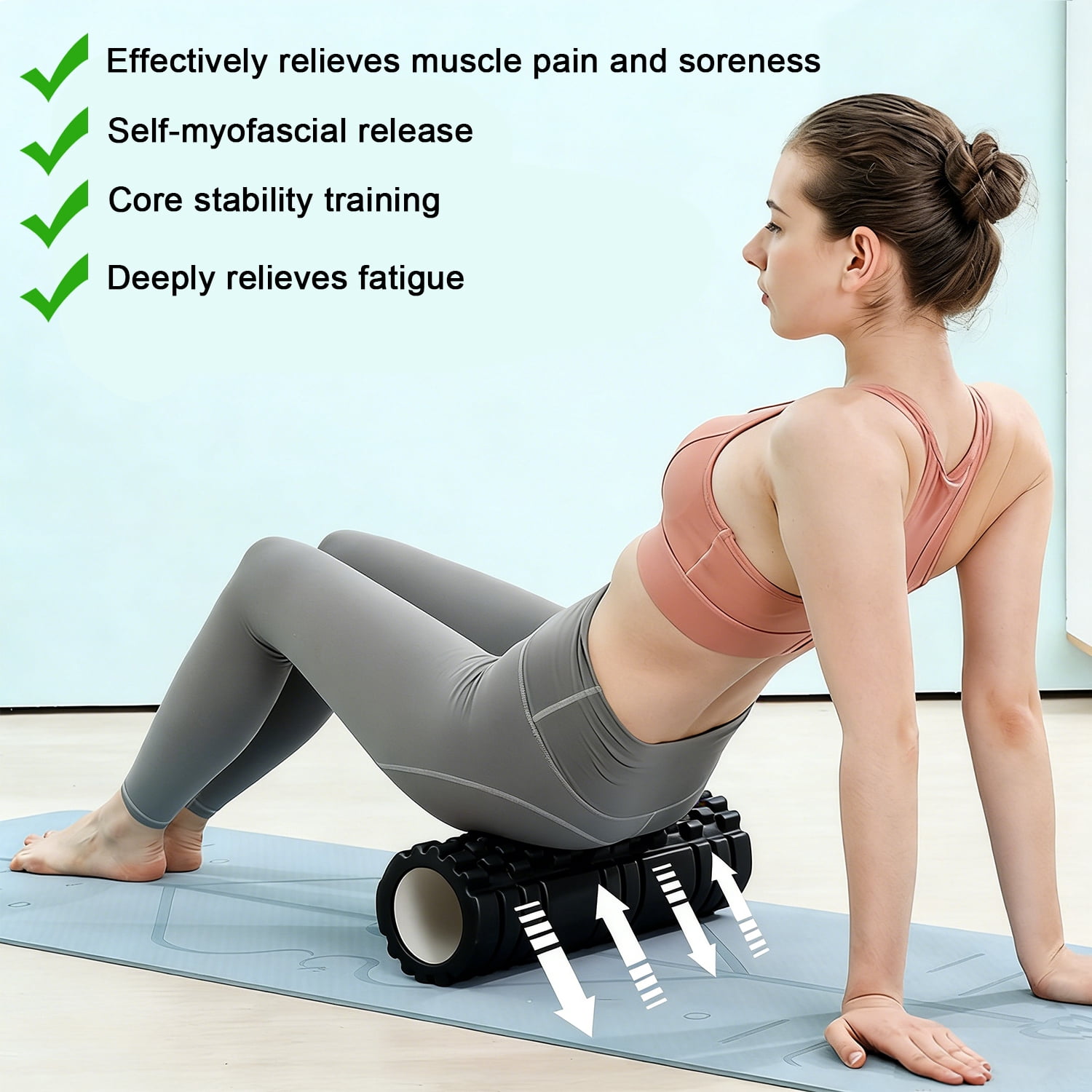 FIXPARTS Strong Foam Roller,13×5.5" Pilates Back Roller for Back and Leg Pain,Muscle,Kinks（Black）