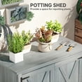 thumbnail image 5 of Outsunny Wood Outdoor Storage Cabinet, Compact Garden Shed Potting Shed with Shelf and Double Doors, Light Gray, 5 of 10