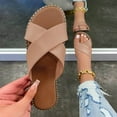 thumbnail image 4 of absuyy Womens Slide Sandals- New Style Casual Open Toe Summer Flat Slide Sandals #344 Beige-5.5, 4 of 9