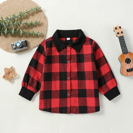 

Toddler Boys Coats Long Sleeve Plaid Prints Outerwear Kids Jacket Tops