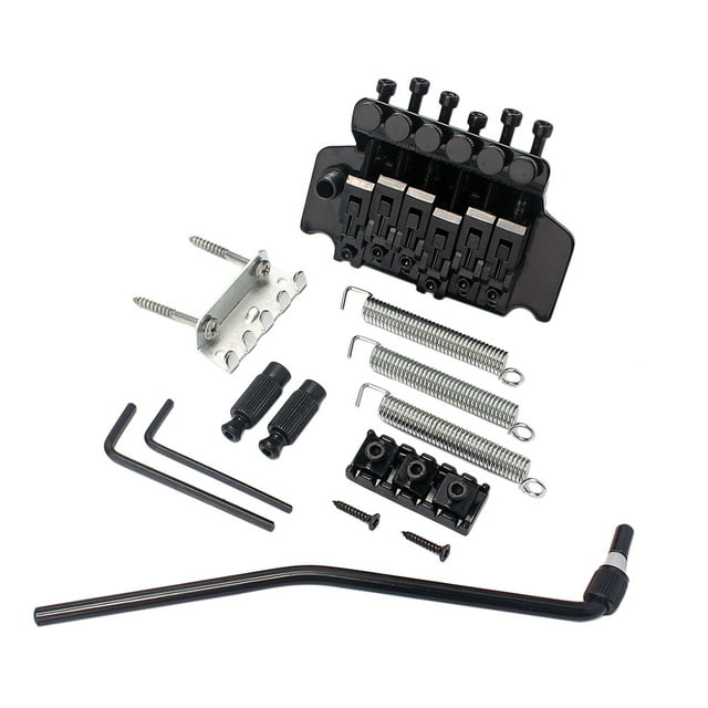 EeaseCA 1 Set GA505 6 String Metal Saddle Bridge Strain Plate Bridge for Musical Instrument Replacement Guitar Double Locking Tremolo System Right Handed (Black)