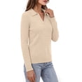 thumbnail image 3 of Sundazz Womens Cable Knit Sweaters Long Sleeve V Neck Pullover Fall Winter Sweater Tops Casual Polo Shirts, 3 of 9