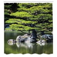 thumbnail image 3 of Ambesonne Nautical Shower Curtain, Pine Tree in Lake, 69"Wx84"L, Green, 3 of 5