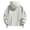 thumbnail image 4 of BinBiL Men Outdoor Casual Coat Hooded Solid Color Double Pocket Jacket Trench Work Outwear White XXXL(XXXL), 4 of 9