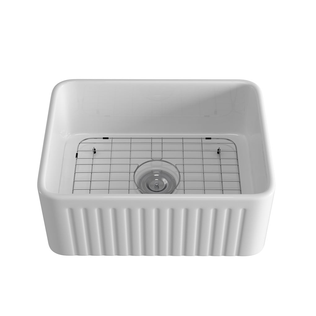 1111Fourone Farmhouse Apron Sink with Grooves Kitchen ...