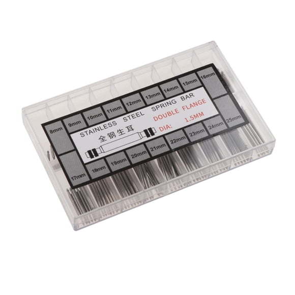 1 caja de varillas de conexión de barra de resorte para correa de reloj, kit de herramientas de reparación de relojes, eslabón de correa 15 mm