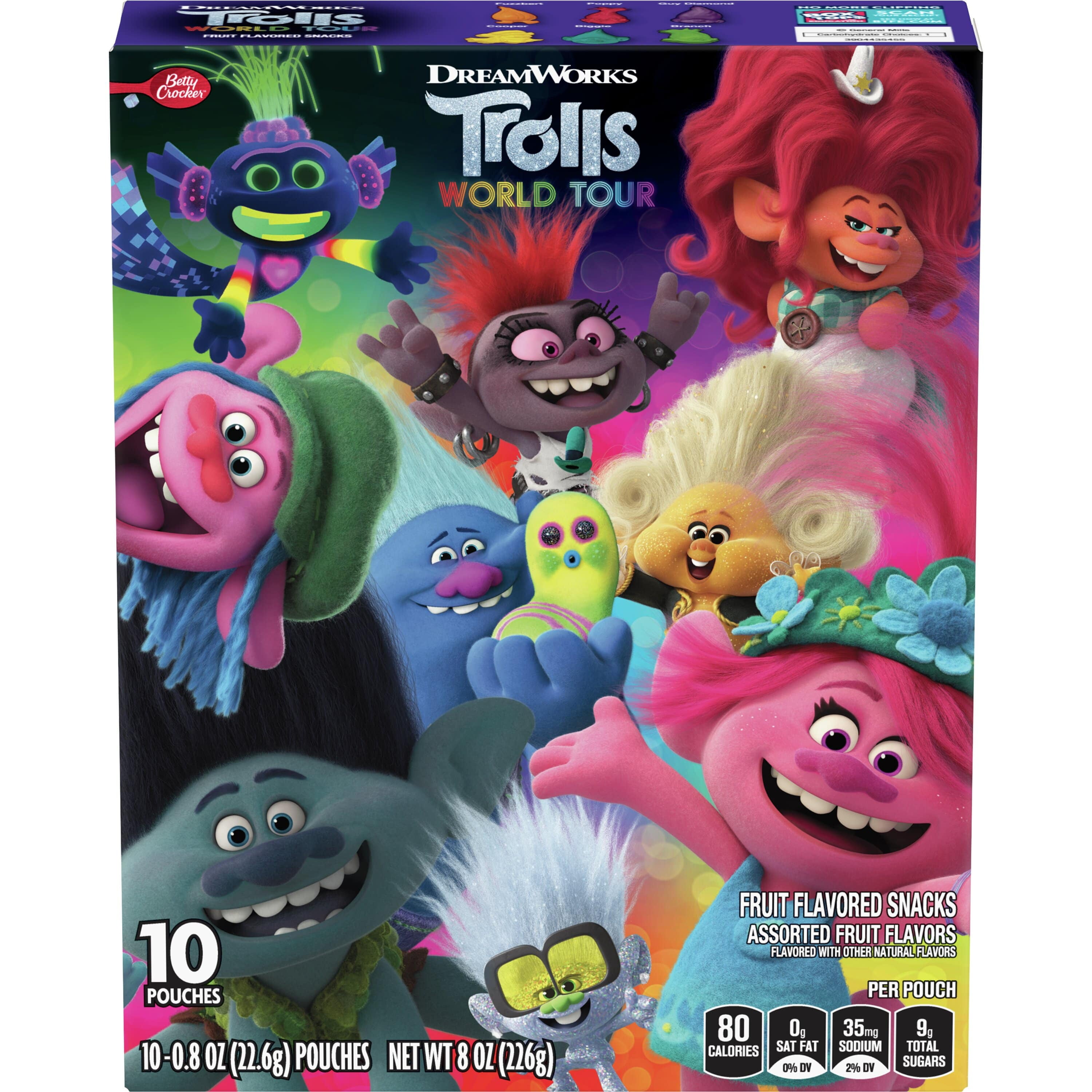 Betty Crocker Fruit Snacks, Trolls Snacks, 10 Pouches, 0.8 oz Each