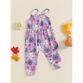 thumbnail image 3 of Suealasg Baby Girls Rompers Pants Halloween Clothes 6M 1T 2T 3T Toddler Girls Ghost/Pumpkin Flower/Pumpkin Pie Print Spaghetti Strap Jumpsuits, 3 of 7