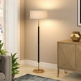 thumbnail image 3 of Evelyn&Zoe Simone 2-Light Floor Lamp with Fabric Shade, Matte Black/Brass/White, 3 of 9