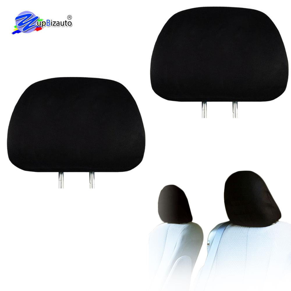 2x Cars Trucks & Headrest Covers Solid Black Polyester