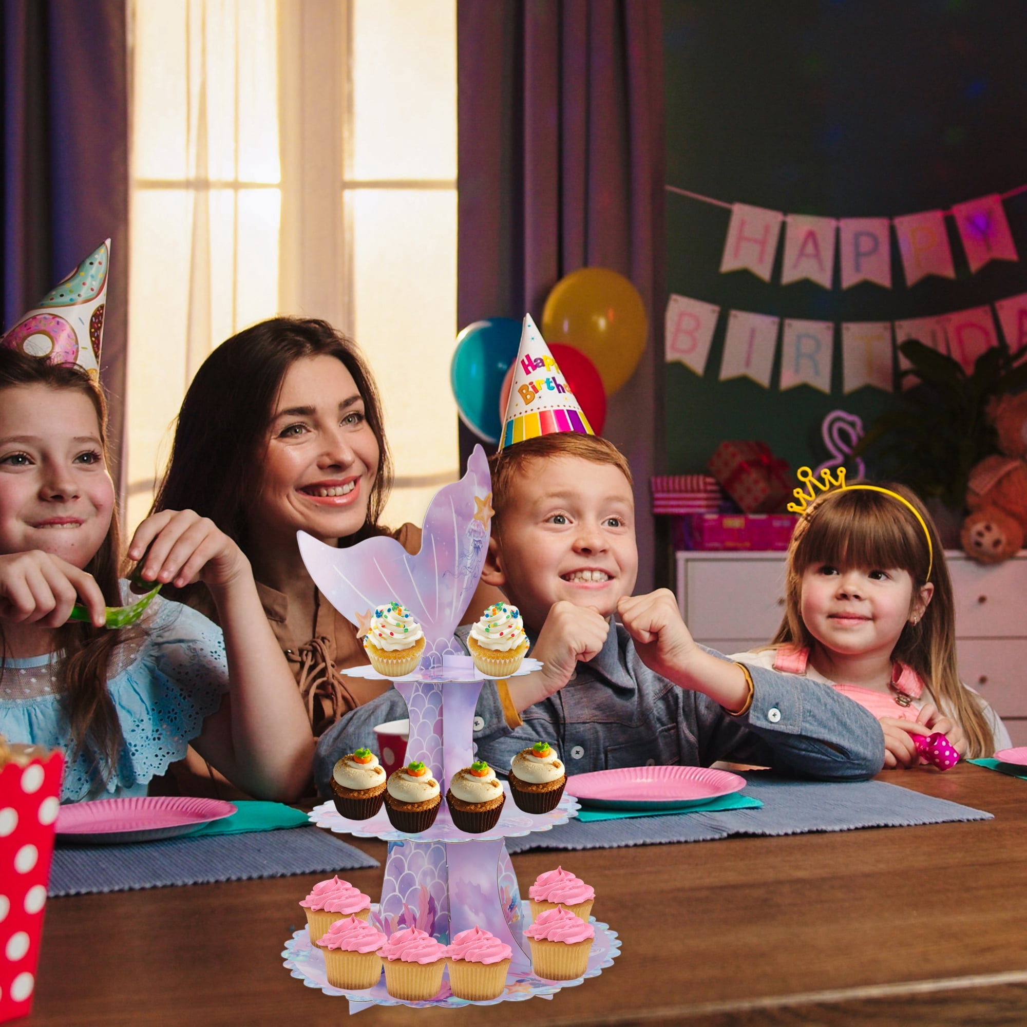 Unique Bargains 3-Tier Cupcake Stand Tower for Birthday Wedding Party Decoration
