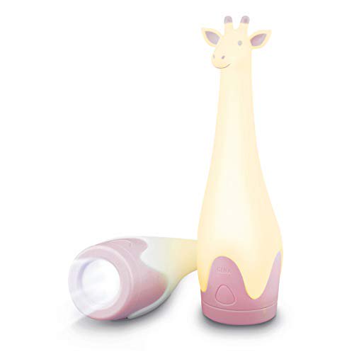 Zazu Kids Nightlight Torch Flashlight Giraffe Toy - Kids LED Cordless Pink Lamp, Bedside Light, Multiple Color Options, Auto Shut-Off - Gina The Giraffe