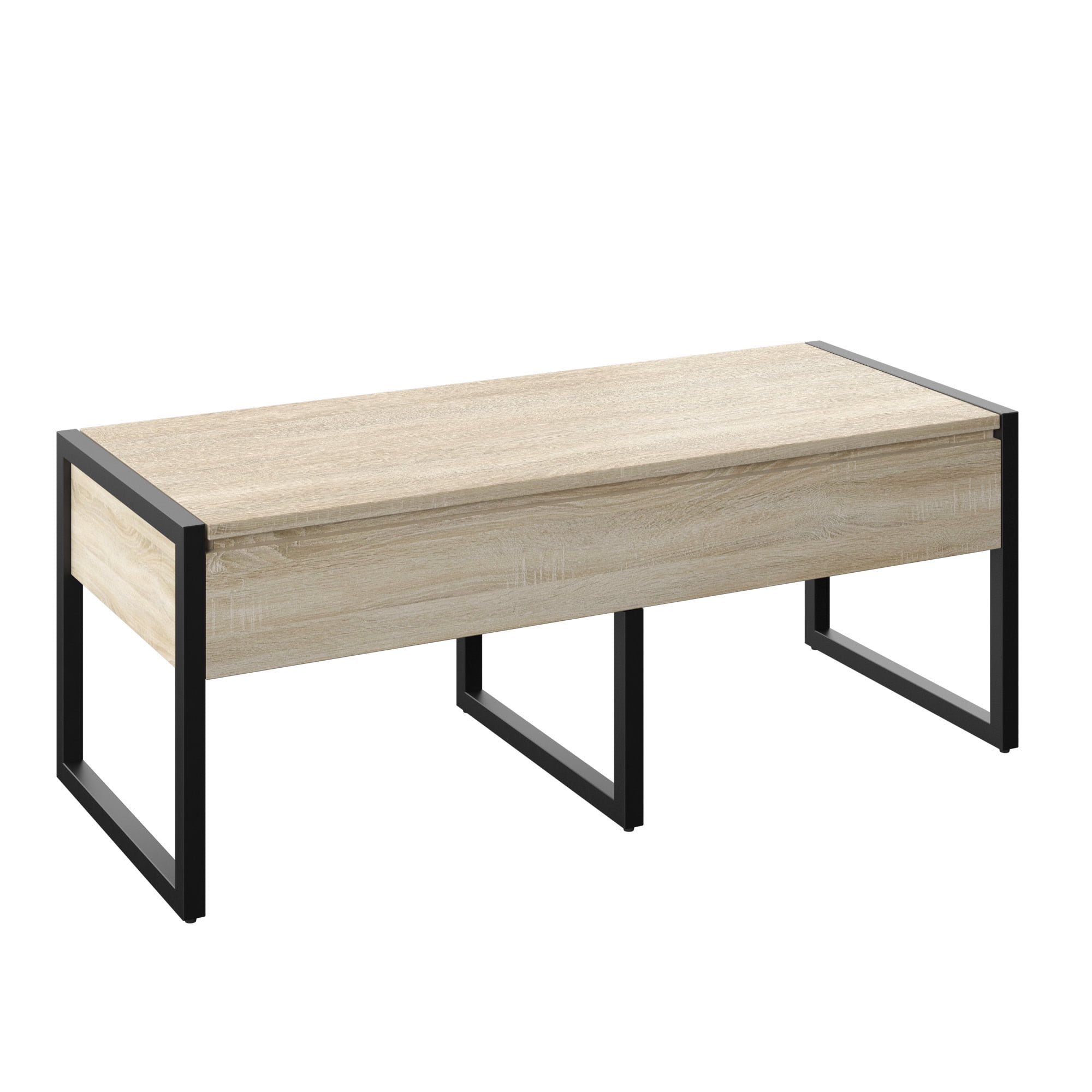 Twin Star Home 16" Entryway Storage Bench with Metal Frame, Bishop Oak