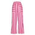 thumbnail image 3 of RYRJJ Womens Palazzo Pants Drawstring Striped Wide Leg Casual Trousers Low Rise Casual Loose Lounge Pants with Pockets(Hot Pink,L), 3 of 4