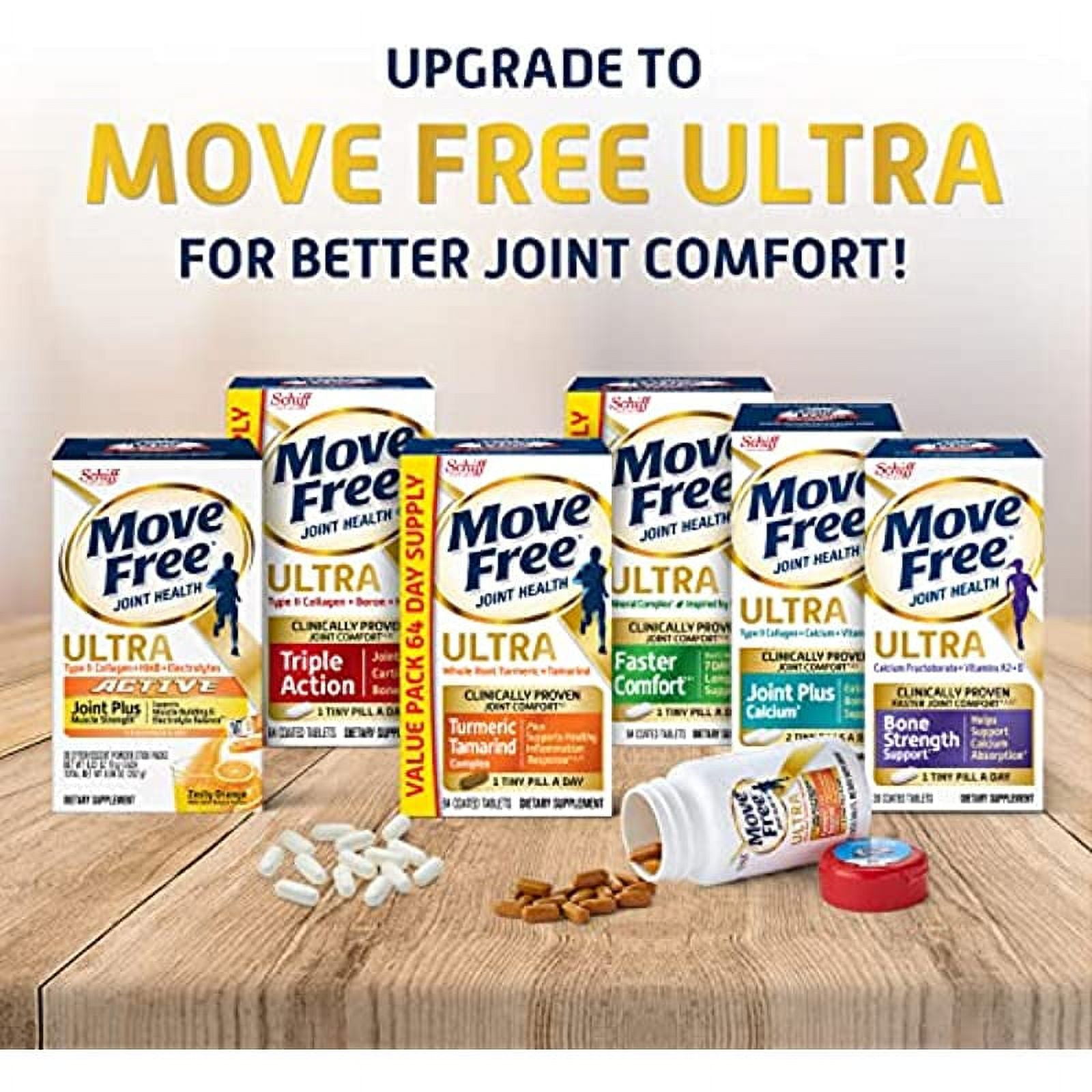 Glucosamine Chondroitin & MSM Joint Health Supplement, Move Free Advanced Joint Support Tablets For Men & Women (120cnt box)(3 pack), Supports Mobility Flexibility Strength Lubrication & Comfort