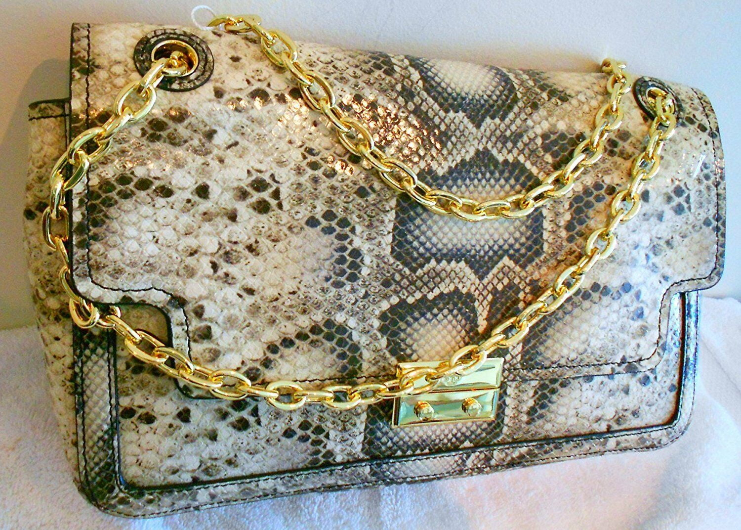 TORY BURCH LEE RADZIWILL SNAKE EMBOSSED IN ASPEN DOUBLE BAG WITH TWO STRAPS  | eBay