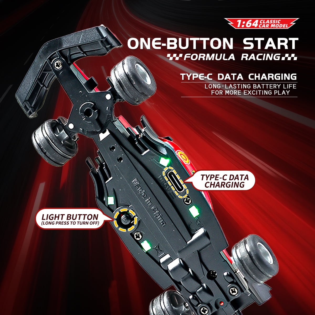 1: 64 Ferrari Formula remote control race car, dual control three speed control operation