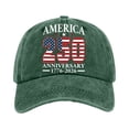 thumbnail image 4 of 250 Anniversary USA Hat United States 250th Anniversary Adjustable Patriotic Baseball Cap Commemorative American Heritage,Green, 4 of 6