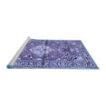thumbnail image 2 of Ahgly Company Machine Washable Indoor Round Medallion Blue Traditional Area Rugs, 7' Round, 2 of 4