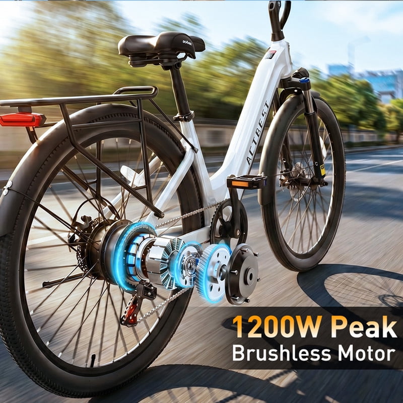 Electric Bike for Adults,over 1200W Peak Motor Ebike,Up to 55Miles,over 20MPH E Bicycle,7-Speed with Free Lock,(Blue)