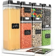 Simply Gourmet Food Storage Containers for Kitchen Organization - Pack of 7 BPA-Free Airtight Organizers for Flour, Sugar, Coffee & More - Includes Labels & Marker 7pack