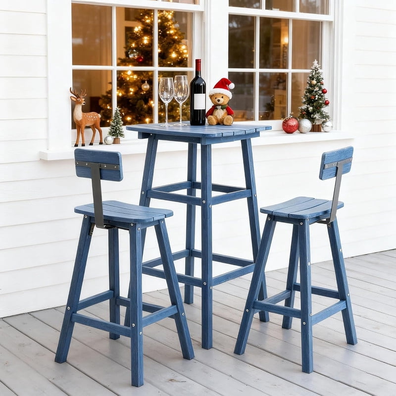 Outdoor Bar Table, HDPE Patio Bar Table, All Weather Height Patio Tables, Outdoor Bar Height Table, Tall Bistro Pub Table for Outside Deck, Porch