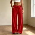 thumbnail image 2 of felwors Wide Leg Sweatpants Women Low Rise Baggy Sweatpants Y2K Drawstring Cotton Lounge Pants Womens Fall Fashion 2026 Wine for Size S, 2 of 6