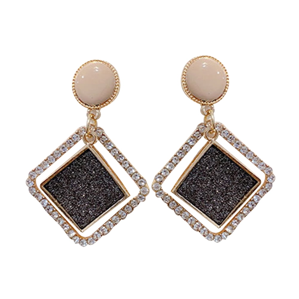 Details about / Shiny Gold Geometric Pierced Earrings