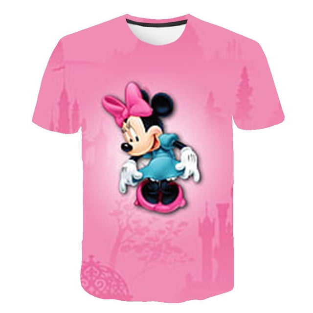 Camisetas de Mickey Mouse, ropa de verano, camisetas de moda para chicas, camisetas de manga corta informales de dibujos animados de la serie Disney de 2023 años 4-14 year10T Gao Jinjia LED