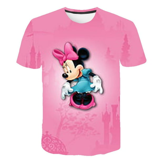 Camisetas de verano de Mickey Mouse para niñas, camisetas de manga corta para niños, ropa de la serie Disney con estampado 3D de dibujos animados, camisetas informales dulces 6T Gao Jinjia LED