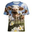 thumbnail image 5 of Farmhouse Highland Cow Funny Cattle And Flower Womens Tops Women's Fashion Casual Short Sleeve Flower Print Round Neck Pullover Top Blouse, 5 of 6