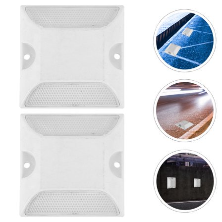 NICEXMAS 2Pcs Reflective Road Markers for Driveway Entrance with Raised Design in White