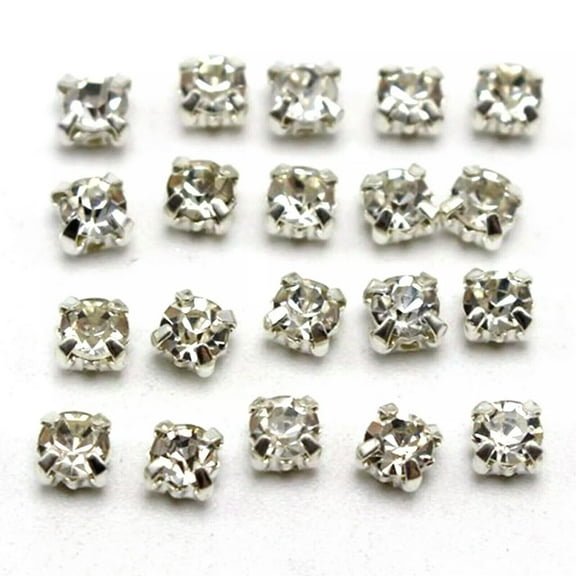 U8MO 250 Silver Clear Crystal Glass Rose Montees 4mm Sew on Rhinestones Beads