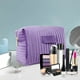 thumbnail image 4 of Neceser de terciopelo a rayas | Neceser de maquillaje de viaje bordado | Estuche impermeable y suave para guardar pinceles y pintalabios | Organizador portátil para bolso y maleta, 4 of 6