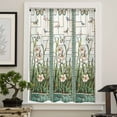 thumbnail image 4 of Teal Spring Floral Semi Sheer Curtains Drapes for Living Room, Bedroom, French Doors Window 84 Inches Long, Summer Butterfly Farmhouse Rod Pocket Chiffon Curtain Drapery Voile Draperies Panel, 4 of 6