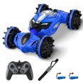 thumbnail image 1 of 2.4GHz Amphibious Remote Control Car with Dual Controllers (Watch + Traditional), Blue, 2 Batteries - 2-in-1 Stunt Vehicle: Flat Racing & Rock Climbing Modes, One-Key Transformation, Auto Demo, 40M, 1 of 7