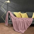 thumbnail image 6 of DISSA Flannel Fleece Blankets with Pompom Fringe Lightweight Soft Throw Blanket Fit Sofa Bed(Pink,51x63"), 6 of 9